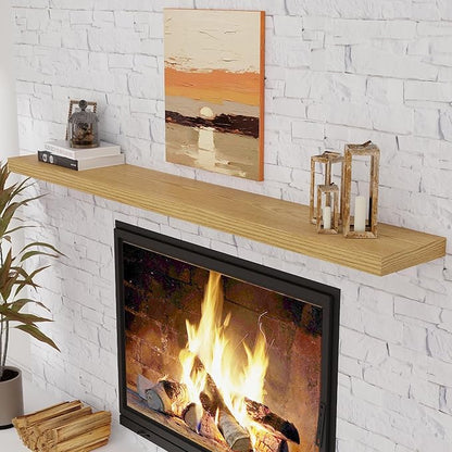 Fun Memories 72 Inch Floating Shelves for Wall, 72x9.3 Large Floating Shelf for Bedroom, Kitchen, Bathroom, Wall Mounted Rustic Wood Shelves with Invisible Bracket for Books, Decor, Oak