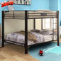 Upgraded Version Thicken Metal Heavy-Duty Queen Over Queen Bunk Bed, Best Industrial Style Stronger Queen Size Bunk Bed Frame with Ladder for Adults, Easy Assembly (Queen Over Queen-A)