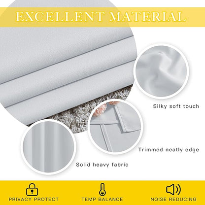 NICETOWN Greyish White Sliding Door Curtain 118 inch Length, Grommet Room Darkening Thermal Curtain Extra Long Sound Dampening for Living Room/Bedroom, W80 x L118, 1 Panel