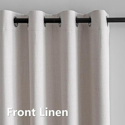 100% Blackout Curtains 108 Inch Length 2 Panels Set, Linen Curtains for Living Room, Black Out Thermal Insulated Grommet Drapes Bedroom Luxury Decor Privacy(52W × 108L inch, Natural)