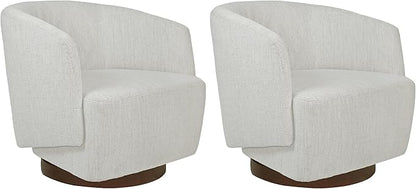 MINCETA Accent Chair,Modern Swivel Chairs for Living Room and Bedroom Reading with Wood Base,Set of 2,Performance Fabric in Ivory