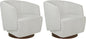 MINCETA Accent Chair,Modern Swivel Chairs for Living Room and Bedroom Reading with Wood Base,Set of 2,Performance Fabric in Ivory