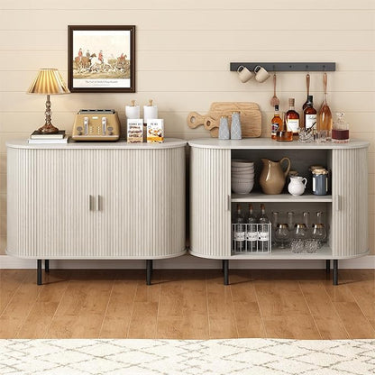 ONBRILL 40" Sideboard Buffet Cabinet with Storage, Storage Cabinet with Sliding Door & Adjustable Shelf, Modern Accent Coffee Bar Console Table for Kitchen, Entryway, Natural White