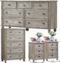 Farmhouse Dressers & Night Stand Set of 4, Wood 54" Wide Dresser & 45" Tall Chest of Drawers, 18" with Charging Station Nightstand Set of 2, Bedroom Furniture Dresser Set for Home Living Room Hallway