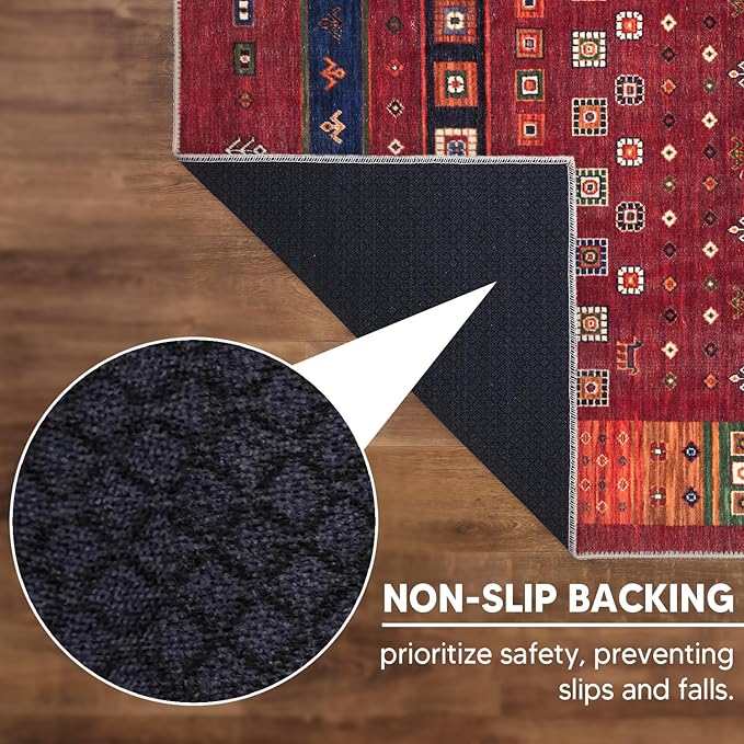 Keen Home Design 4x6 Rug - Machine Washable Area Rug with Non-Slip Backing, Ideal for Living Room, Dining Room, Bedroom - Vintage, Easy Clean, Durable, Low Pile Rug - (4' x 6')