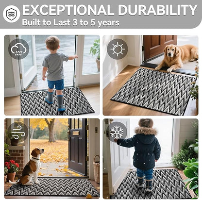 Indoor Door Mat 31x47, Dirt Resistant & Absorbent Doormat for Entryway Inside, Non-Slip Rubber Backing Front Door Mat Indoor Entrance, Low-Profile, Washable, Black