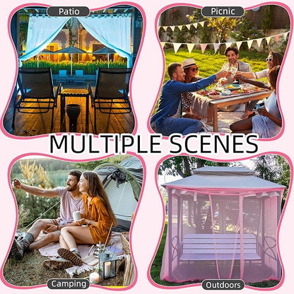 4 Corners Mosquito Net for Mosquiteros para Camas Bed Canopies Netting Bed Drapes Rectangular Mosquito Mesh for Camping Home Outdoor Travel(Pink,L75 X W47 X H59 Inch,1 Opening)