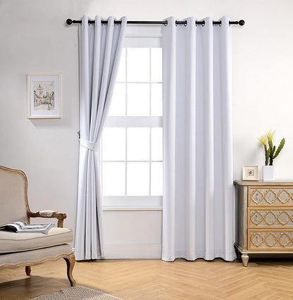 MIUCO Room Darkening Thermal Insulated Grommet Window Blackout Curtains for Livingroom Curtains Panels Set of 2 52x84 Inch Greyish White, Bonus 2 Tie Backs Included