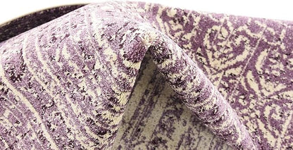 Unique Loom Del Mar Collection Area Rug - Jennifer (7' 10" Square, Purple/ Ivory)