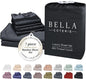 Bella Coterie 7 Piece Luxury Bamboo Viscose Split King Size Sheet Set | 2 Fitted Sheets for Adjustable Beds | 100% Organically Grown | Cooling for Hot Sleepers | 4 Pillowcases [Black]