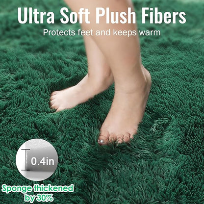 PAGISOFE Fluffy Shag Area Rug for Living Room, 5x8 Ft, Fluffy Shag Fuzzy Carpet Shaggy Rugs for Boys Bedroom, Soft Fuzzy Emerald Green Rugs for Kids Boys Baby's Room Decor Aesthetic, Dark Green