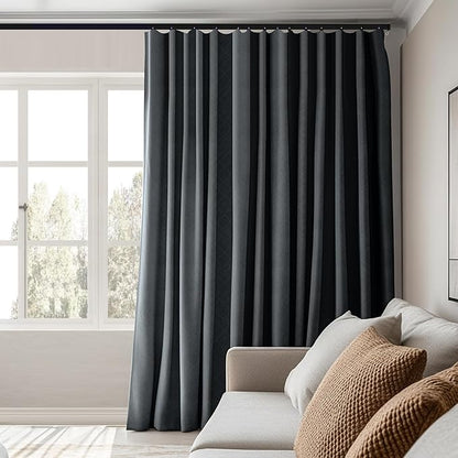Room Divider Curtains Total Blackout Privacy Curtain Panel Room Thermal Insulated Noise Reduction Curtains for Bedroom Window Living Room Ceiling Track Curtain W 15 ft × H 7 ft Dark-Grey