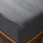 MooMee Fitted Bottom Sheet Only 100% Washed Cotton Linen Like Textured Breathable Durable Soft Comfy Deep Pocket Fits Mattress up to 17" (Dark Grey, Twin)