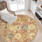 Lahome Moroccan Trellis Washable Round Area Rug, Round Rug 5ft Soft Non-Slip, Non-Shedding Distressed Circle Carpet for Bedroom Living Room Bathroom Nursery Kitchen, Red/Orange