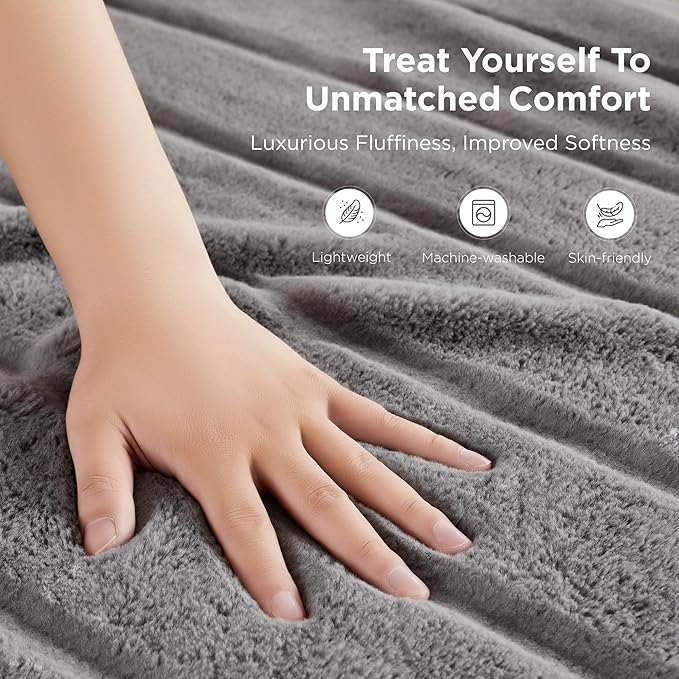 Sophia & William Throw Blanket for Couch Sofa(90x90 Inches) - Faux Fur Throw Soft Cozy, Gifts for Women, Grey
