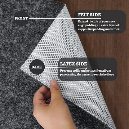 100% Waterproof Rug pad, 5x7 ft Area Rug Non-Slip Rug Pads, 1/4" Thick Carpet Pads for All Floors and finishes, Felt pad for Hardwood Floors, Keep Carpets in Place Soft and Secure
