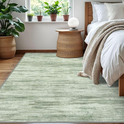 5x7 Modern Abstract Area Rug for Bedroom, Lime Green Large Super Soft Washable Rug with Non-Slip, Non-Shedding Rugs for Living Room, Indoor Door Mat for Home Décor