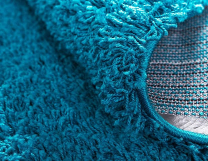 Unique Loom Solid Shag Collection Area Rug (7' 1" x 10' Rectangle, Turquoise)