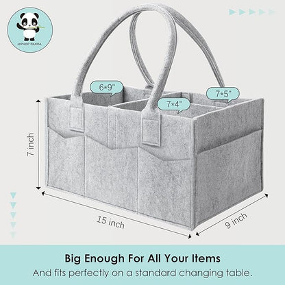 HIPHOP PANDA 2-Pack Diaper Caddy Organizer - Nursery Storage Bin & Car Organizer for Diapers, Wipes, and Baby Essentials - Dual-Color Solid Set (Dark Grey/Grey), Regular Size