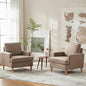 VKNOW Mid-Century Accent Chairs Set of 2, No Tools Assembly Required, Modern Upholstered Polyester Armchairs for Living Room & Bedroom, Comfortable Reading Chairs with Wood Legs, Brown