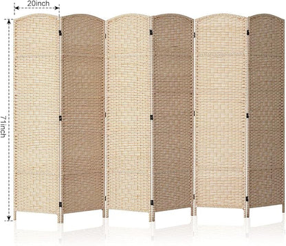 JOSTYLE 6ft. Tall Extra Wide , Folding Privacy Screens with Diamond Double-Weave and Freestanding Room Dividers (Stripe, 6-Panel)