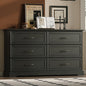 Farmhouse 6 Drawers Dresser for Bedroom, 54" Wide Modern Chest of Drawers with Deep Drawers & Bar Handles, Rustic Wood Dresser TV Stand, Wooden Closet Storage Organizer for Living Room, Hallway, Black