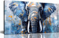 ENTANUB Elephant Wall Art for Lving room, Animal Canvas Wall Decor for Bedroom, Blue Picture Print Arwork, Size 20x40 Inches