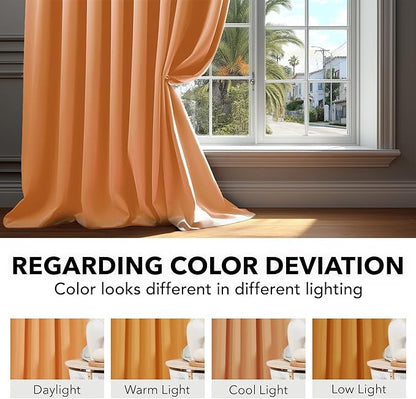 Deconovo Rod Pocket and Back Tab Blackout Curtains for Living Room Thermal Insulated Room Darkening Curtains 42Wx95L Inch Orange Flame 2 Panels