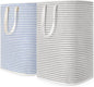 Lifewit 2 Pack Laundry Hamper Large Collapsible Laundry Basket, Freestanding Waterproof Cloth Hamper with Easy Carry Handles in Laundry Room Bedroom Bathroom College Dorm for Adult, Grey&Blue, 2 x 80L