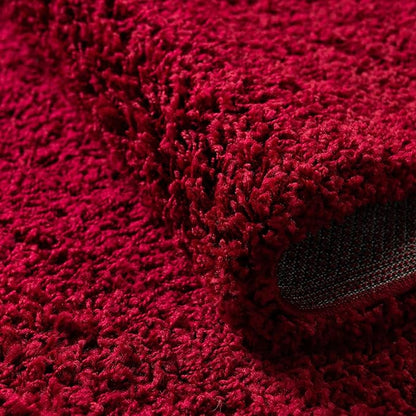 Unique Loom Solid Shag Collection Area Rug (7' 10" x 10' Oval, Cherry Red)