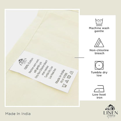 Linen Home 100% Cotton Percale Sheets King Size, Cream, Deep Pocket, 4 Pieces Set - 1 Flat, 1 Deep Pocket Fitted Sheet and 2 Pillowcases, Crisp Cool and Strong Bed Linen