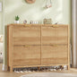 Shoe Cabinet Storage for Entryway, Fluted Shoe Cabinet with 4 Flip Drawers, Hidden Shoe Rack Freestanding Wooden Shoe Organizer with Legs for Hallway, Oak