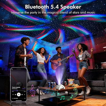 Rossetta Dual Galaxy Projector, Star Projector for Bedroom with Bluetooth Speaker & White Noise, Remote, Timer, Night Light for Kids Room Decor, Party, Birthday & Christmas Gifts for Adults Girls Boys