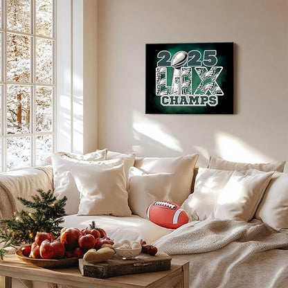 B.B.F MAKE 2025 Super Canvas Bowl Wall Art Champions Eagles Poster Print Philadelphia Oil Painting Canvas Wall Decor Sports Stars Picture Modern Bedroom Living Room Home Decoration, Framed 11x14inch