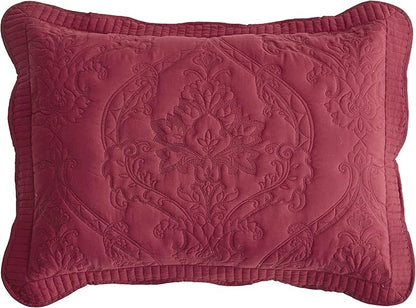 CHIXIN Microfiber Standard Pillow Shams Set of 2 - Quilted Decorative Pillow Covers - Wine Red - Size (20" x 26")
