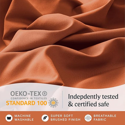 LuxClub 4 PC California King Sheet Set, Deep Pockets Wrinkle Free Cooling Bed Sheets Hotel Bedding for Women, Men, Includes 1 Fitted Sheet, 1 Flat Sheet and 2 Pillowcases-Autumn Orange