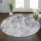 vivorug Round Rug 4ft Abstract Round Area Rug Non-Slip Indoor Carpet for Living Room Bedroom Entryway, Stain Resistant Home Decor Circle Rug, Grey/Navy