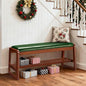 HABUTWAY Solid Wood Shoe Rack, Entryway Shoe Bench with Cushion, 2 Tier Shoes Organizer for Entryway, Hallway, Living Room-(Green,39.37"-L)