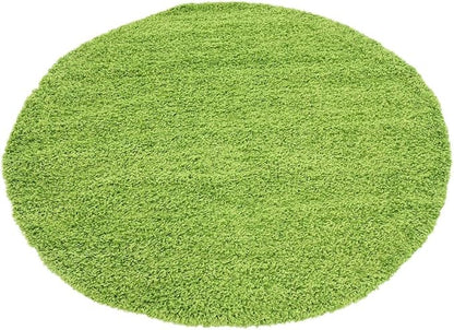 Unique Loom Solid Shag Collection Area Rug (6' 1" Round, Grass Green)
