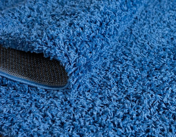 Unique Loom Solid Shag Collection Area Rug (3' 3" x 5' 3" Oval, Periwinkle Blue)