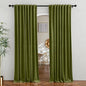 RYB Home Green Velvet Curtains for Bedroom - Soft Farmhouse Window Decor Room Darkening Thermal Insulating Drapes for Living Room Dining Home Office, Width 62 x Length 96 inch, Moss Green, 1 Pair