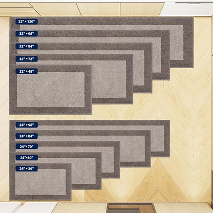 Machine Washable Runner Rug 32" x 96", Non Slip Kitchen Mat for Floor, Absorbent Entryway Rug for Kitchen, Bedroom, Living Room, Hallway, Door (Roll Packing)