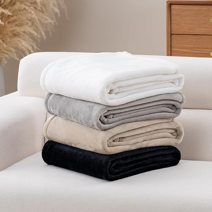 Luxury Fleece Warm Blanket, Soft Lightweight Velvety Plush Blanket for Sofa and Bed, Cozy Comfy for All Seasons(Chateau Grey, 90×90 Inches)