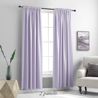 DONREN 84 Inches Long 2 Panels Lavender Purple Curtain Panels for Bedroom - Room Darkening Rod Pocket Thermal Insulated Drapes for Living Room,52 W x 84 L