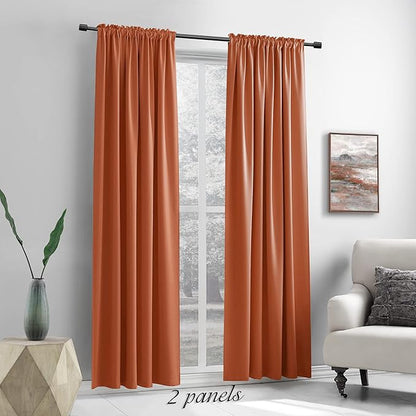 DONREN Backdrop 5FT x 8FT Curtains for Parties - Home Decoration Thermal Insulated Rod Pocket Blackout Draperies/Drapes for Bedroom (2 Panels, 60 inches x 96 inches, Burnt Orange)