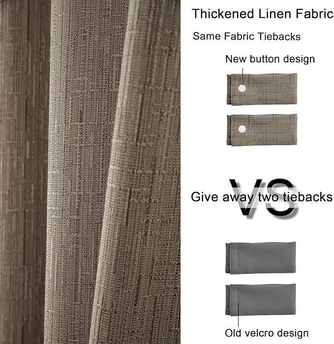Extra Long Linen Curtains 144 inch Length 2 Panels Thick Faux Linen Blended Window Drapes Burlap Textured Curtains with Grommet for Living Room Farmhouse 12ft (52x144 Dark Coffee) Natural