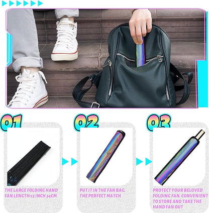 Summer Rave Fan Thigh Holster Rave Fan Holder Folding Hand Pouch Foldable Sleeves with Waist Belt for Thigh Party