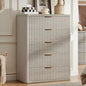 LEYAOYAO Fluted 5 Drawers Dresser for Bedroom, 41" Tall Modern Chest of Drawers with Metal Handle, Curved Profile Farmhouse Closet Organizer Wood Dressers TV Stand for Living Room, Hallway, Lightgrey