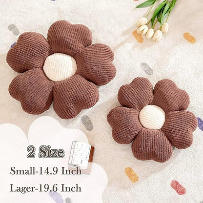 Kcvvcr Flower Throw Pillow, Cute Flower Shaped Pillow Decorative Throw Pillow for Bed Couch, Soft Daisy Pillows Floor Seating Cushion Cushions (19.6 Inch Brown)