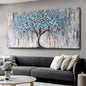 Huaaliunn Blue Tree Canvas Wall Art - Modern Botanical Paintings for Living Room, Bedroom Wall Decor,Art for Home or Office Decoration, Large Wall Art 71x36in
